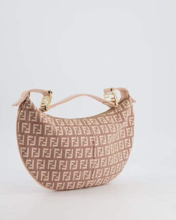 Fendi   Nude Monogram Half-Moon Bag with Gold Hardware