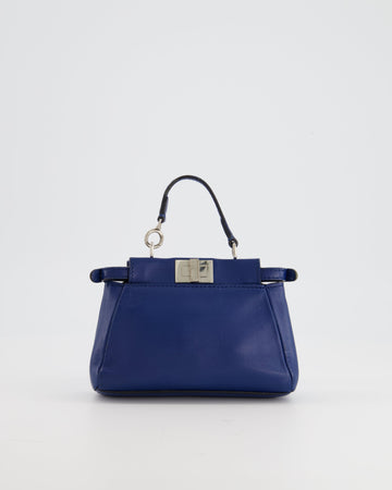 Fendi Blue Micro Mini Peekaboo Bag with Silver Hardware