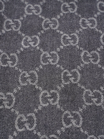 Gucci GG Jacquard Scarf Grey Wool