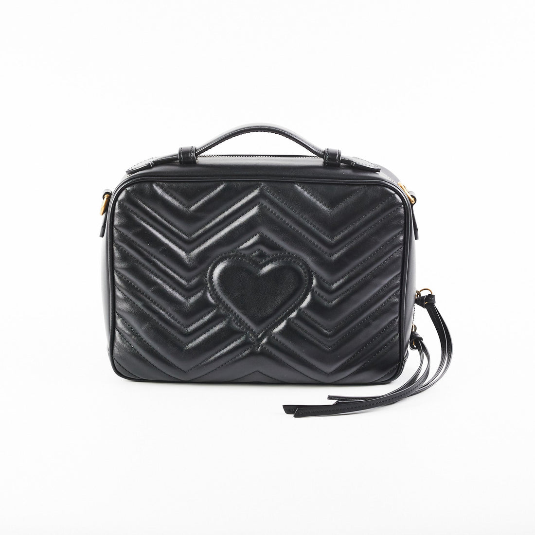 Gucci Matelasse Sylvie Small GG Marmont Top Handle Black