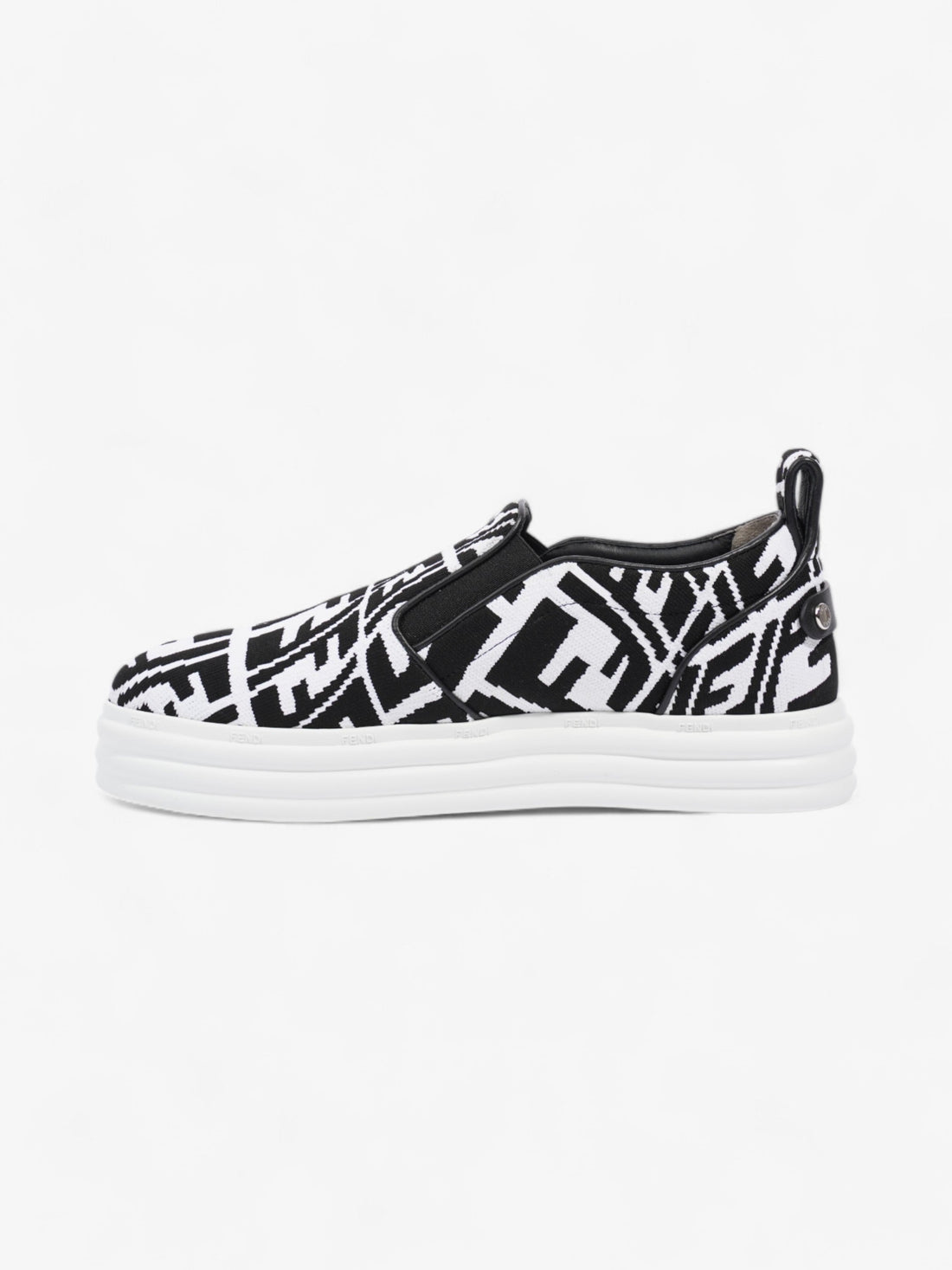 Fendi Rise Slip On White / Black Cotton EU 38 UK 5