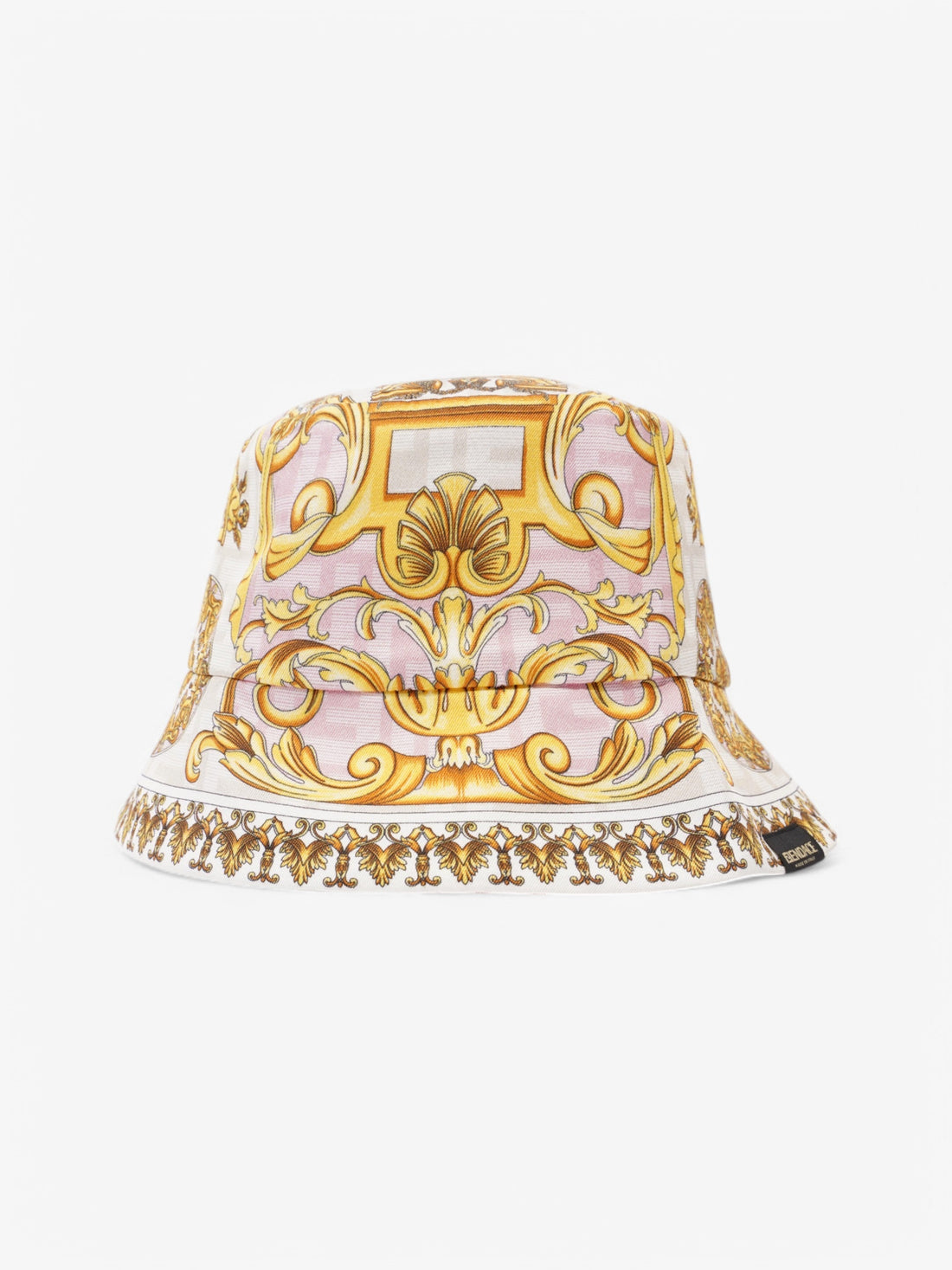 Fendi x Versace Fendace FF Baroque Bucket Hat Pink / Yellow / White Silk Medium