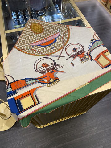 Hermes Les Voitures A Transformation Giant Triangle Vert Mousse / Blanc / Vermillon