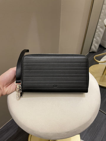Dior Homme Double Zipped Wallet Black Lambskin