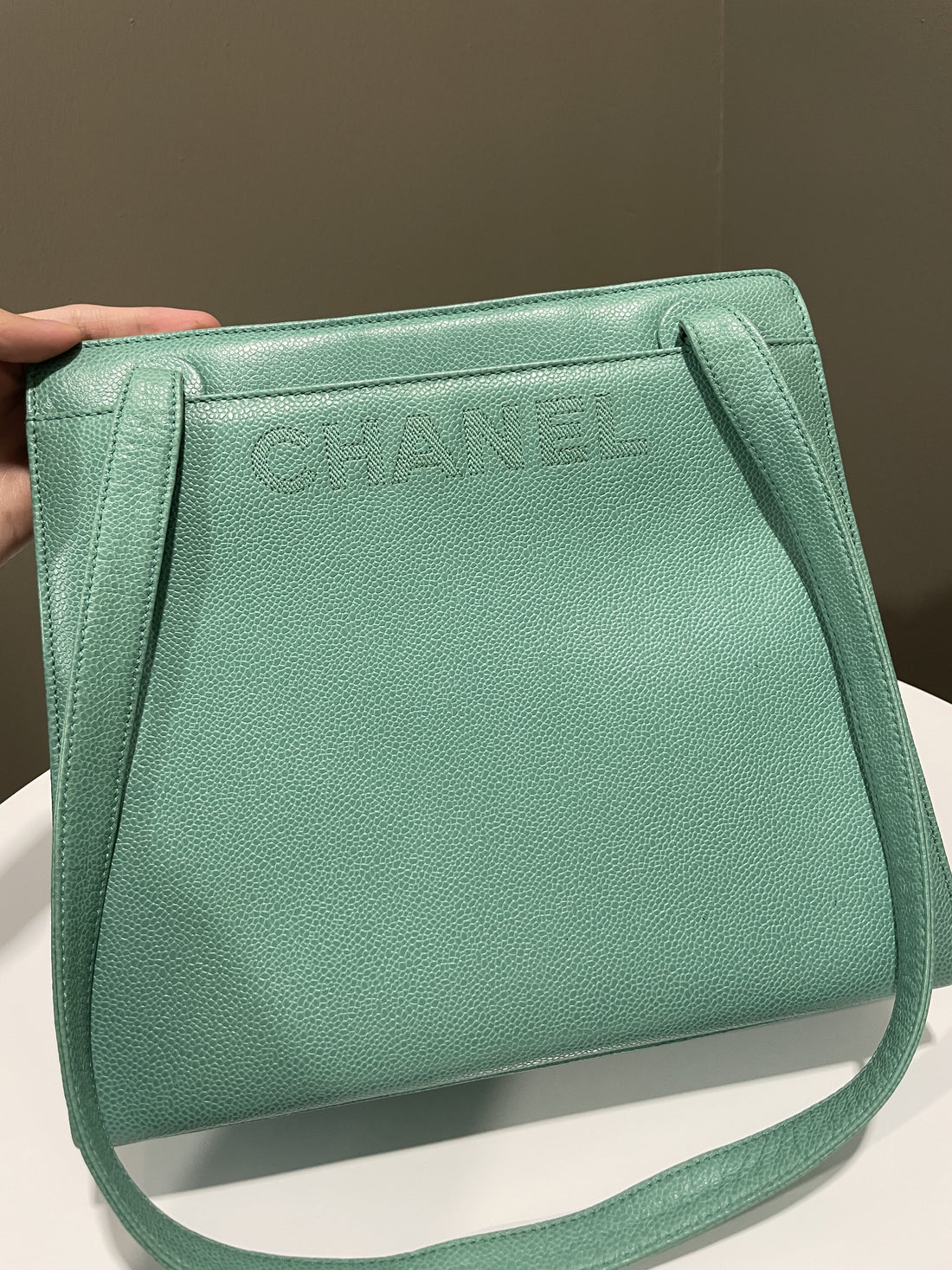 Chanel   Shoulder Tote Bag Mint Caviar