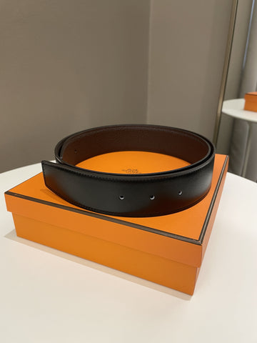 Hermes Reversible Belt Strap Black / Chocolat