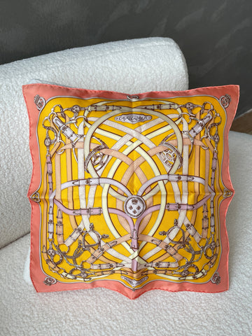 Hermes Cavalcadour Square Scarf Orange / Yellow