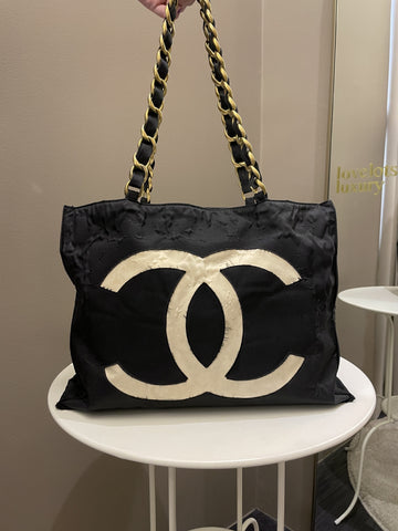 Chanel Cc   Tote Bag Black Canvas