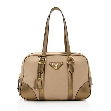Prada Bowling Metallic Satchel (SHF-21637)