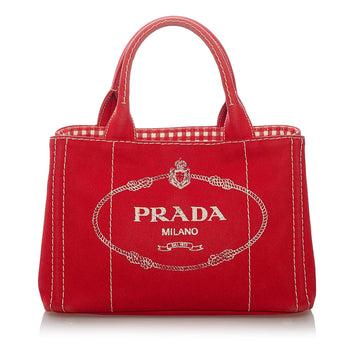 Prada Canapa Logo Canvas Satchel (SHG-29627)
