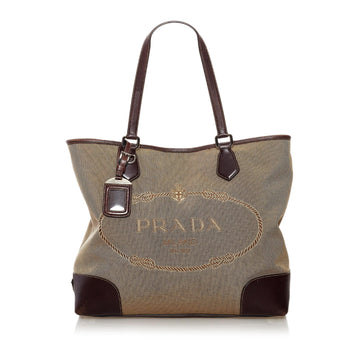 Prada Canapa Logo Canvas Satchel (SHG-32878)