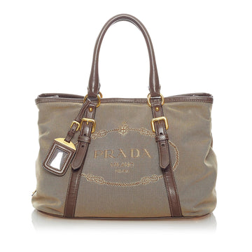 Prada Canapa Logo Canvas Satchel (SHG-34122)
