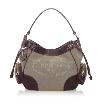 Prada Canapa Logo Canvas Shoulder Bag (SHG-32830)