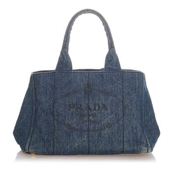 Prada Canapa Logo Denim Handbag (SHG-22537)