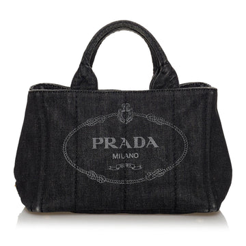 Prada Canapa Logo Denim Satchel (SHG-30089)