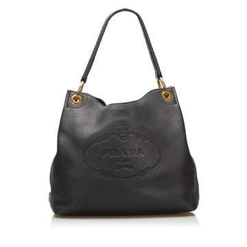 Prada Canapa Logo Vitello Phenix Shoulder Bag (SHG-35361)