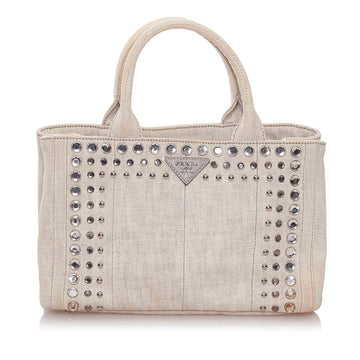 Prada Canapa Studded Canvas Satchel (SHG-28199)