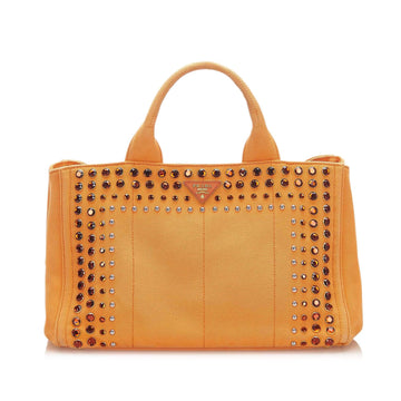 Prada Canapa Studded Canvas Satchel (SHG-32375)