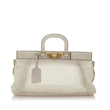 Prada Cervo Antik Frame Leather Satchel (SHG-32425)