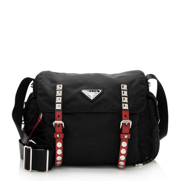 Prada New Vela Studded Messenger Bag - FINAL SALE (SHF-21531)