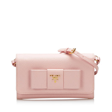 Prada Saffiano Lux Bow Wallet On Strap (SHG-EOnqfP)