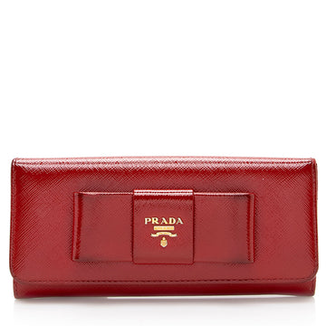 Prada Saffiano Vernice Bow Continental Wallet - FINAL SALE (SHF-19372)