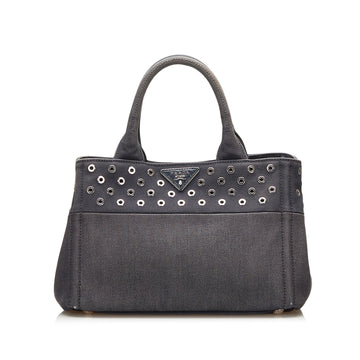 Prada Studded Canapa Satchel (SHG-35717)