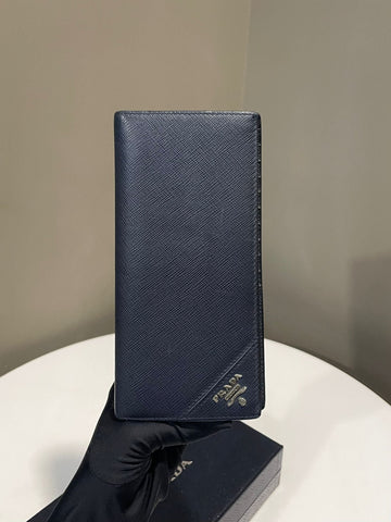 Prada Men’s Long Card Holder Wallet Black Saffiano