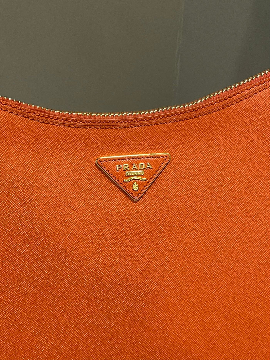 Prada Saffiano Shoulder Bag Orange Leather