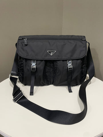 Prada Tessuto Messenger Bag Black Nylon