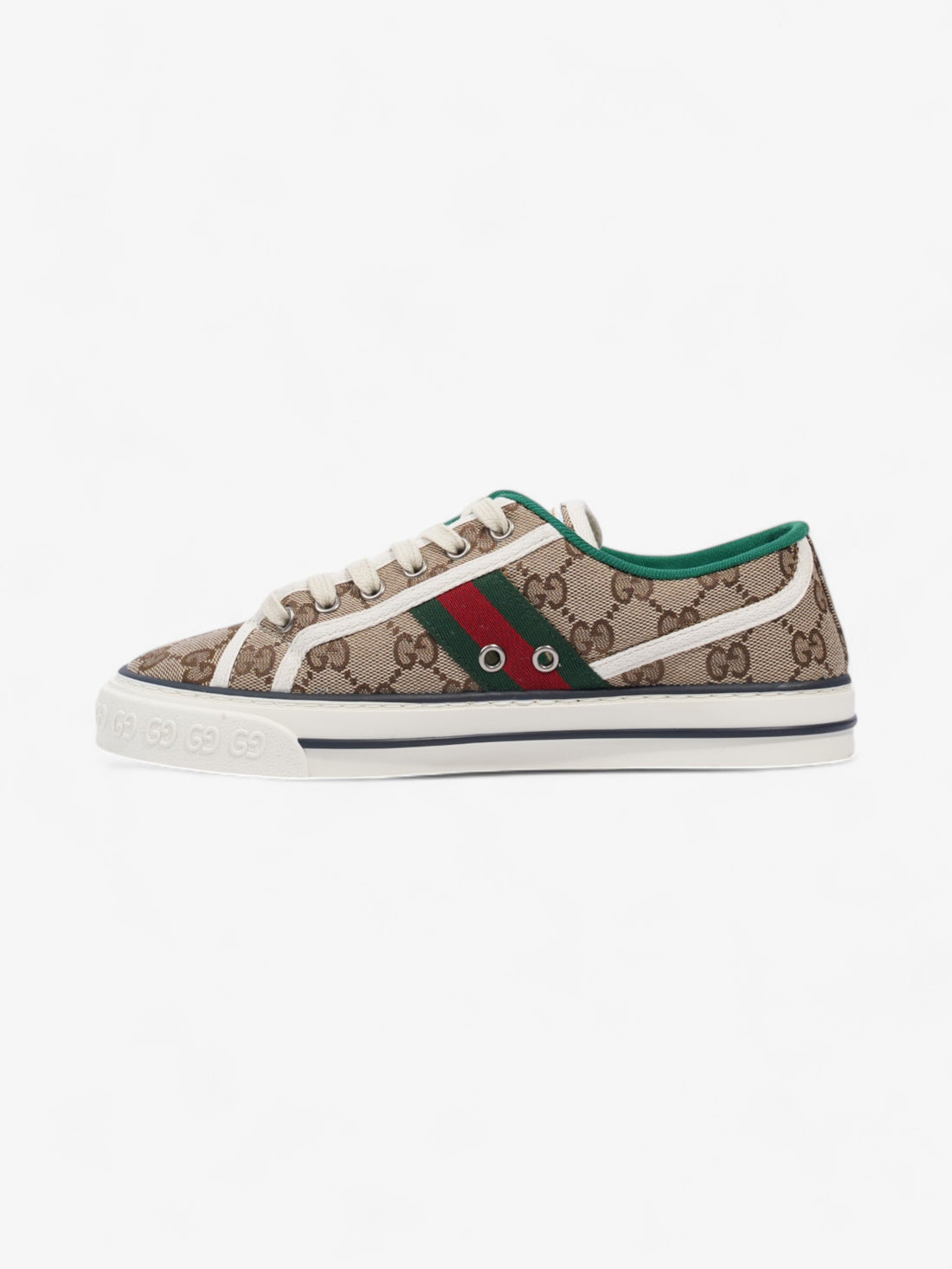 Gucci GG Tennis 1977 Sneakers Beige  / White / Green Canvas EU 38 UK 5