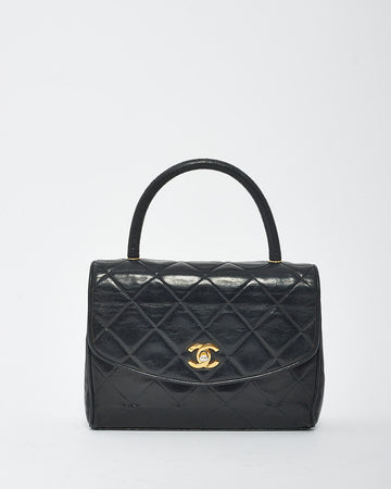 Chanel   Black Lambskin Leather Kelly Bag