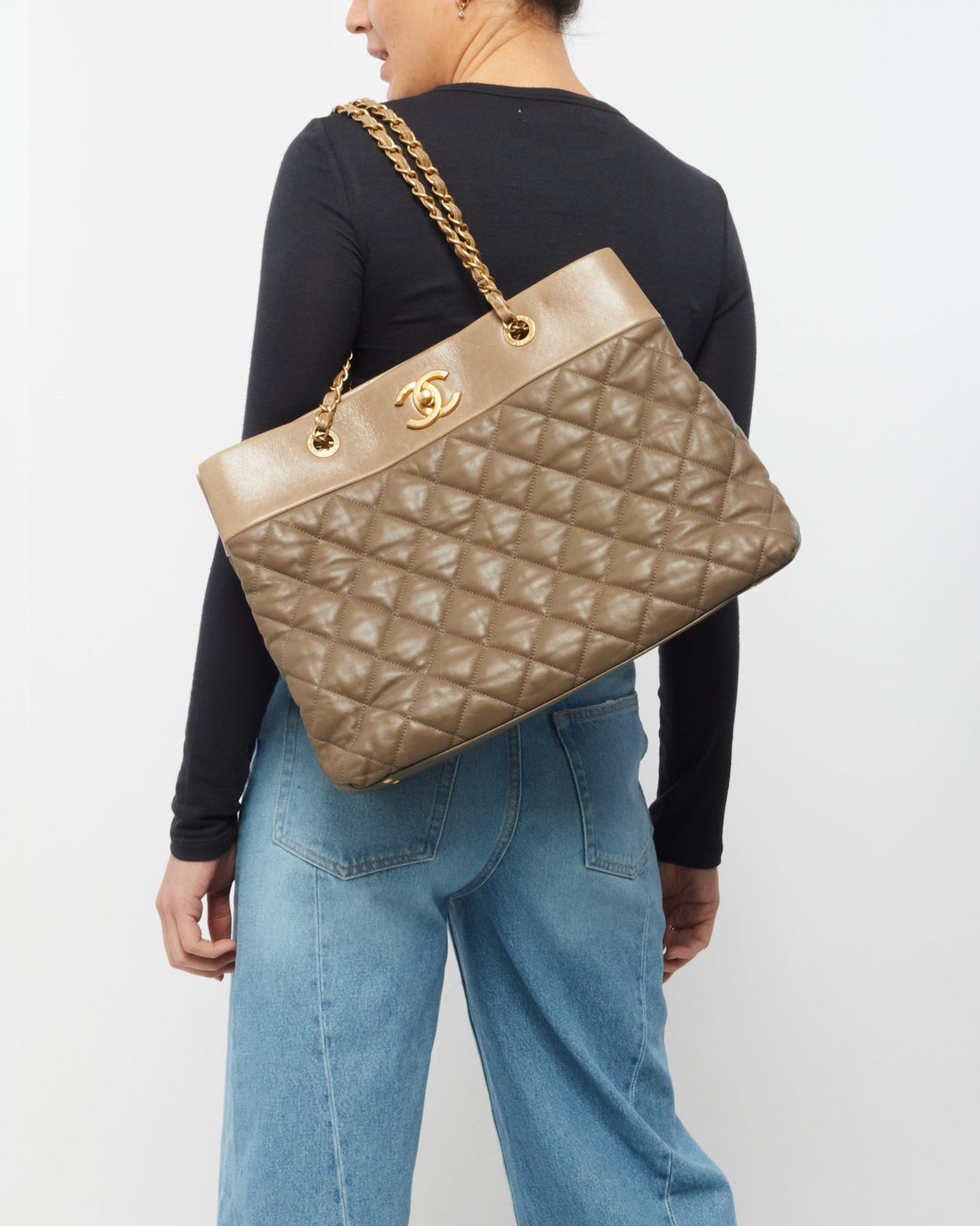 Chanel Brown Soft Quilted Leather Large Elegance Tote