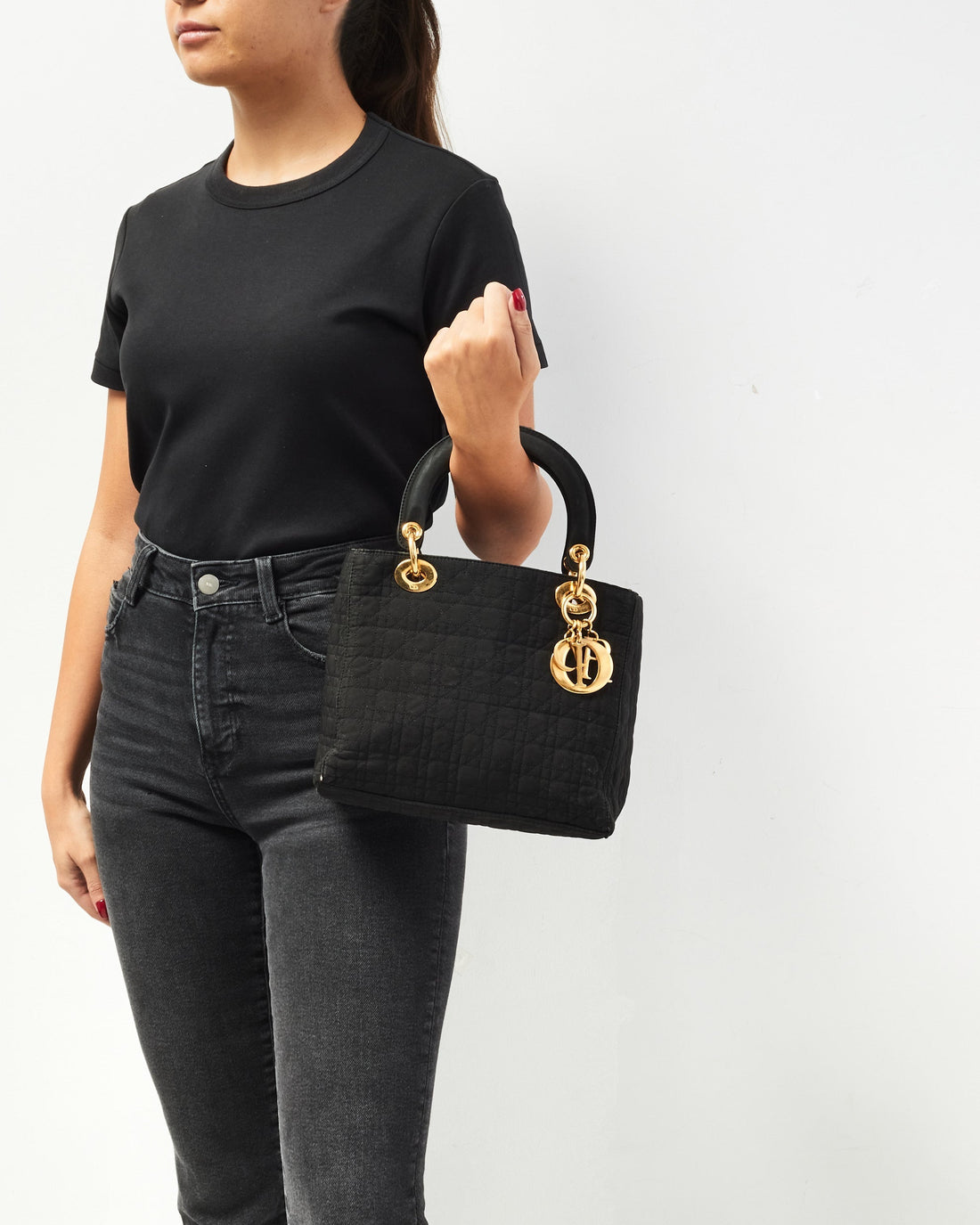 Dior   Black Canvas Medium lady dior Tote