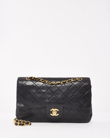 Chanel   Black Lambskin Leather Classic Medium Double Flap Bag with GHW
