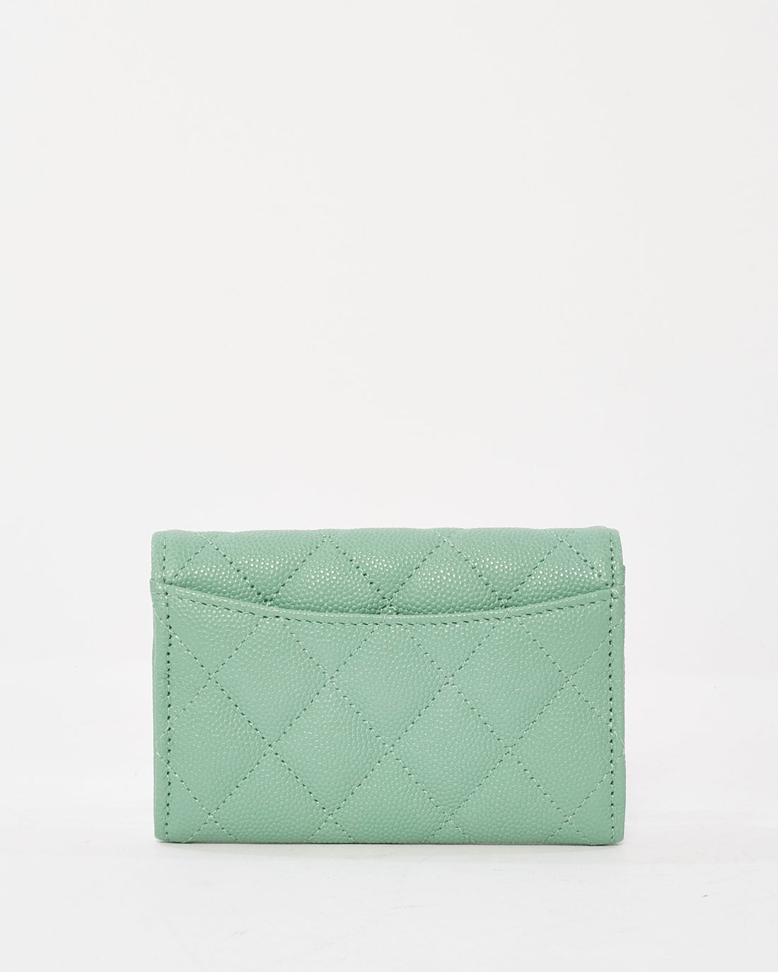 Chanel Mint Green Caviar Leather Flap Card Case