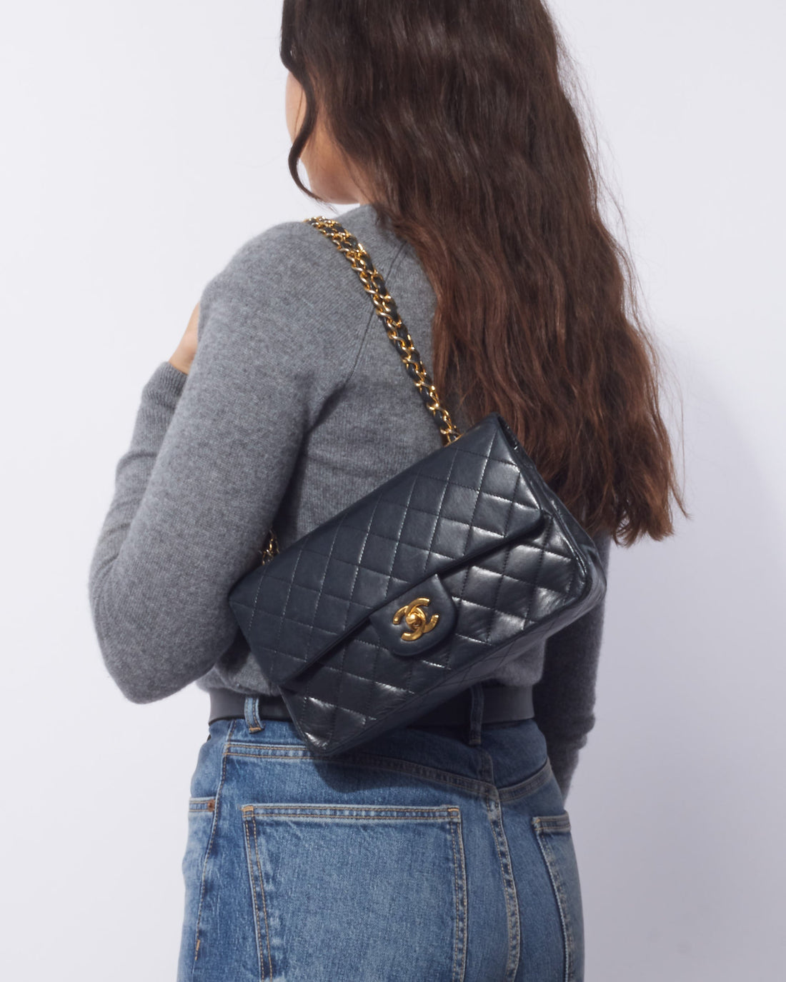 Chanel   Black Lambskin Small Classic Double Flap Bag GHW