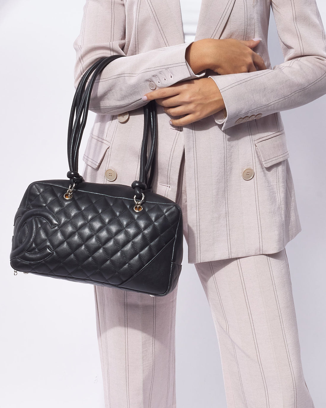 Chanel   Black Leather Cambon Shoulder Bag