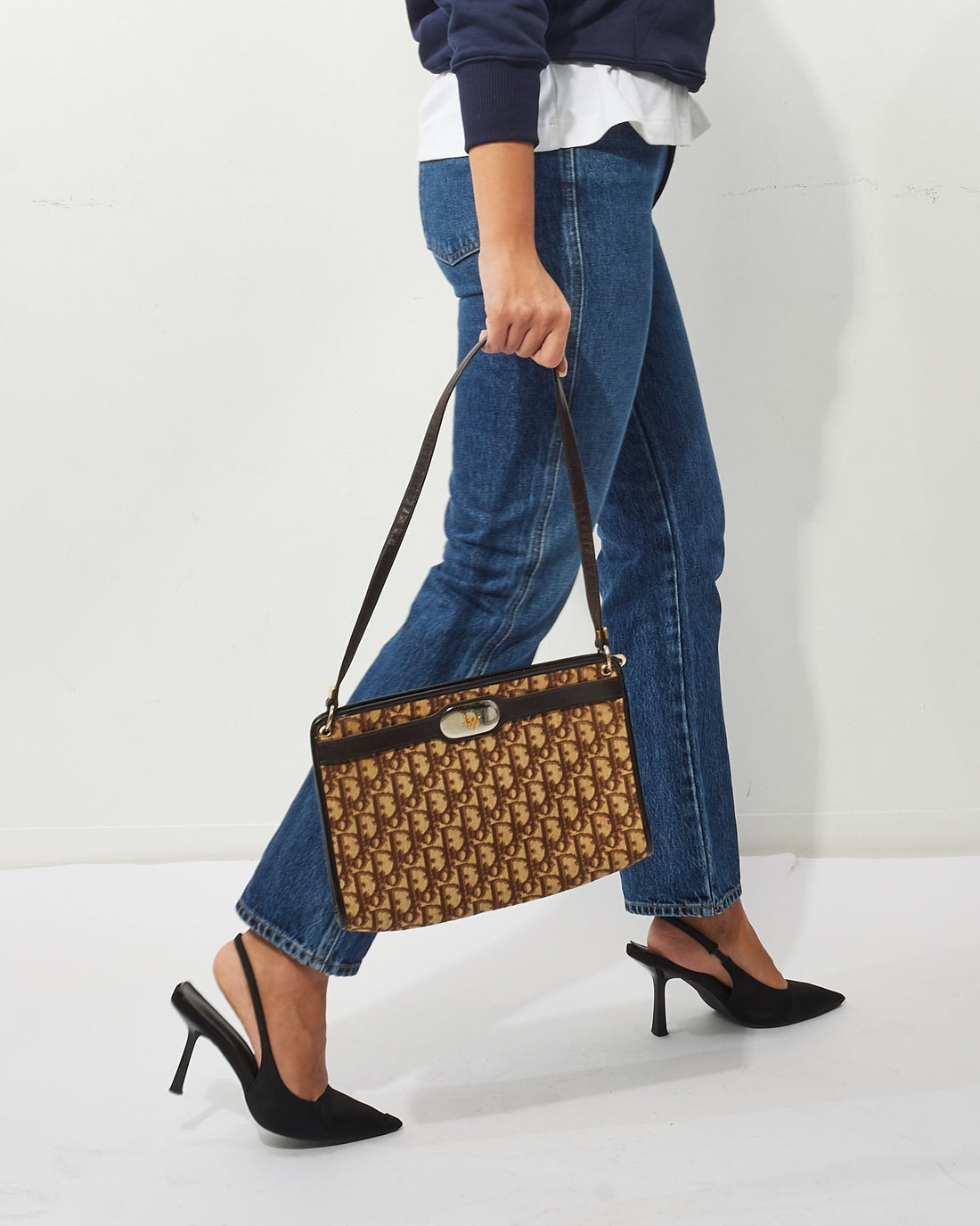 Dior   Brown Oblique Canvas Shoulder Bag