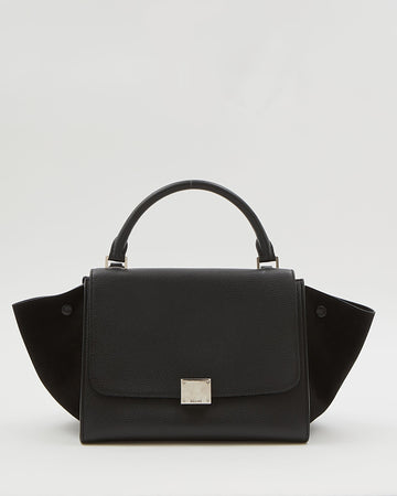 Celine Black Leather & Suede Small Trapeze Bag