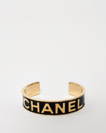 Chanel Gold & Black Enamel Logo 2022 Cuff - S