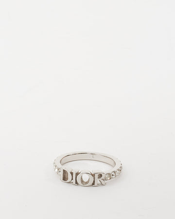 Dior Silver Metal and Crystal Dio(r)evolution Ring - L