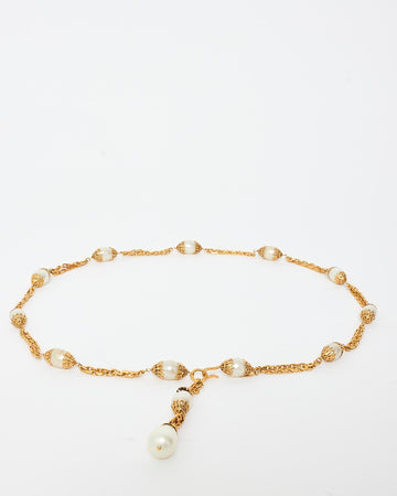 Chanel   Gold & Pearl Chain Belt