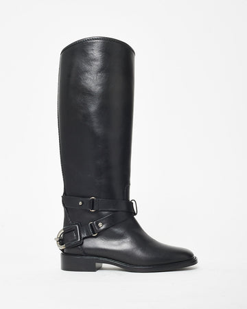 Celine   Black Buckle Riding Boots - 36