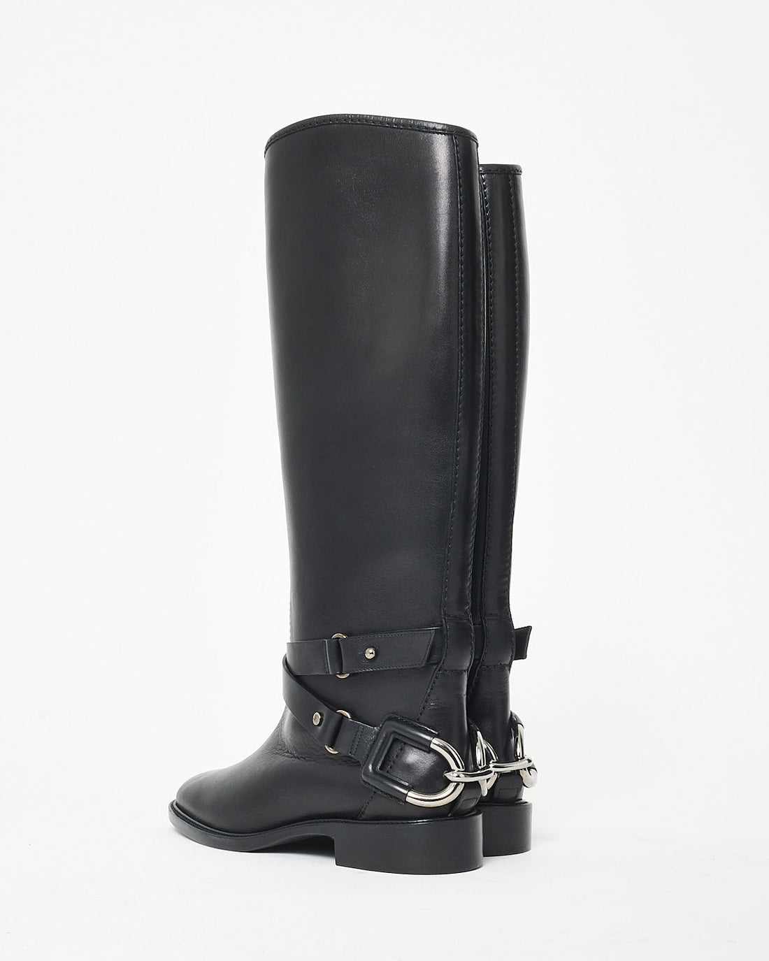 Celine   Black Buckle Riding Boots - 36
