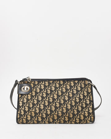 Dior   Navy Oblique Canvas Shoulder Bag