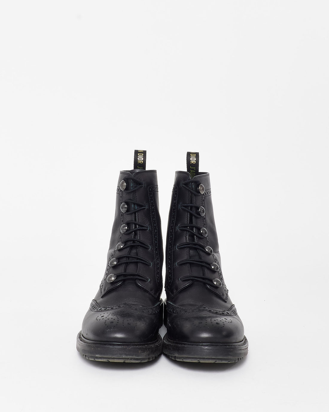 Dior Black Leather Diorunit Combat Boots - 38.5