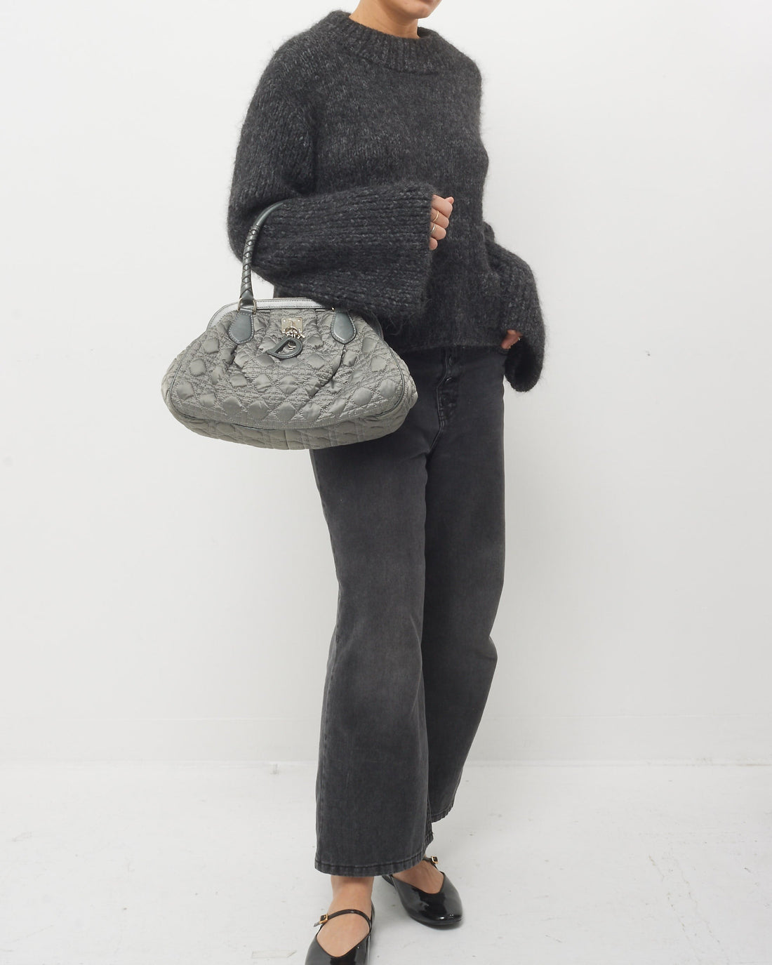 Dior   Grey Cannage Satin Charming Doctor Bag