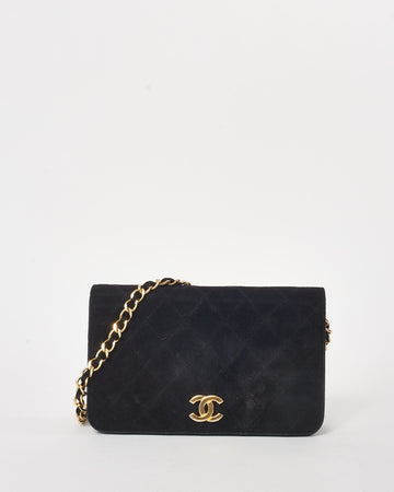 Chanel   Black Suede Wallet on Chain GHW Crossbody Bag