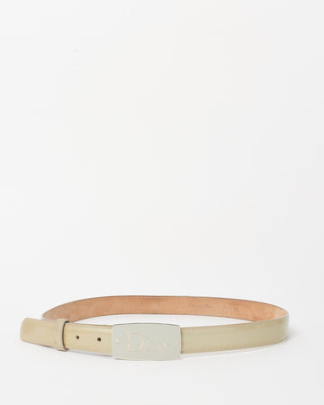 Dior   Pistacchio Green Patent Leather Logo Plaque Belt - 90